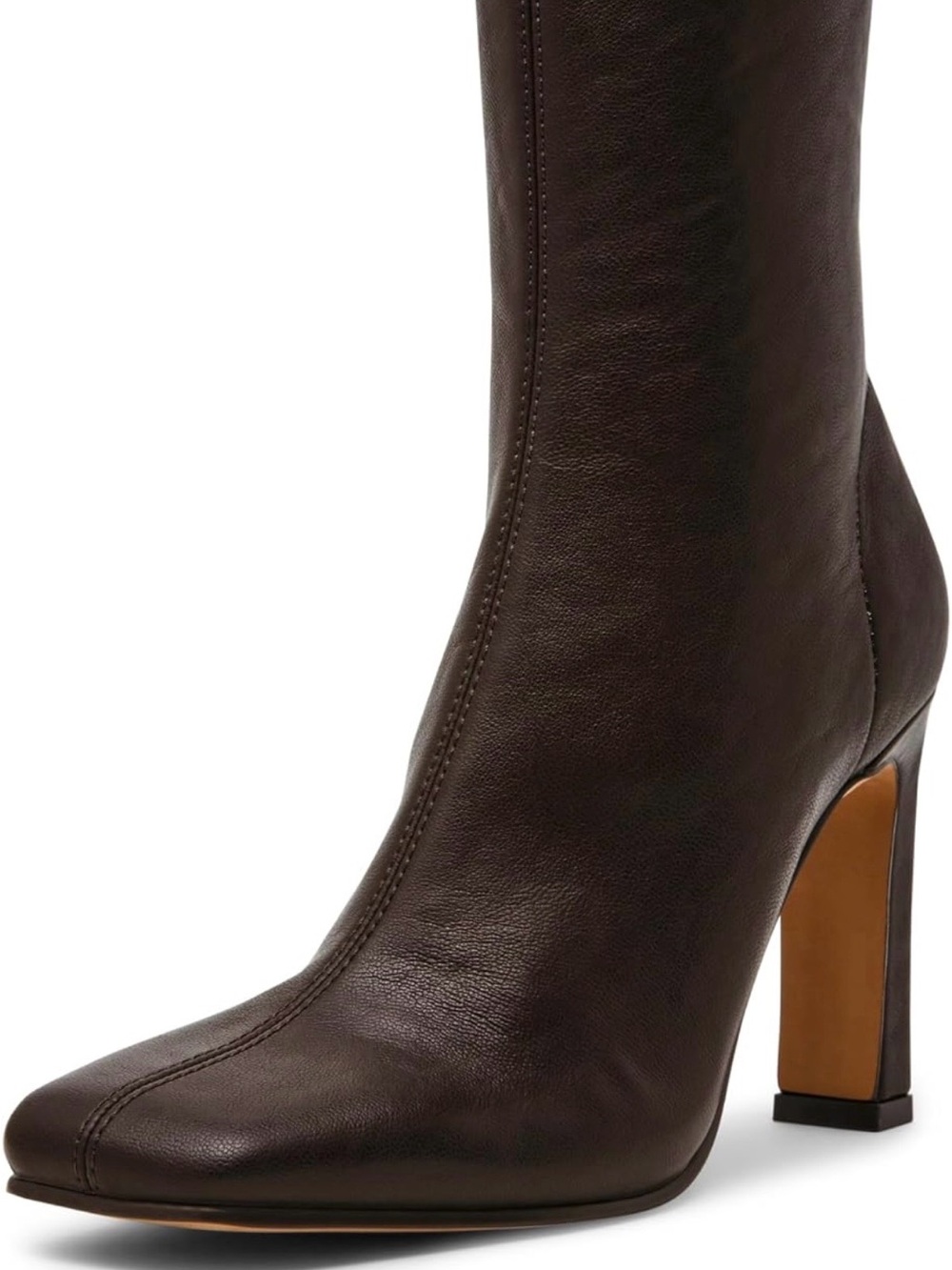 Steve Madden Dark Brown Leather Block Heel Boots